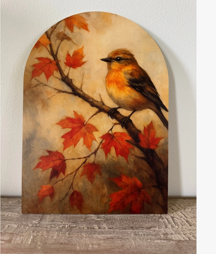 Fall Bird Mini Arch | Autumn Songbird Shelf & Tiered Tray Decor