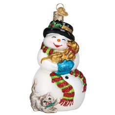Snowman with Playful Pets OWC Ornament